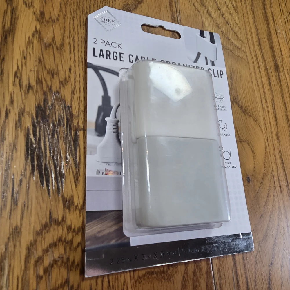 2 Pack New In Package Large Cable Organizer Clip - White And Gray. KKCP